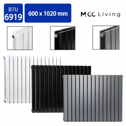 MCC Radiator Horizontal Vertical Designer Flat Panel Central Heating Radiator Heater - White, 600x1020 mm Double