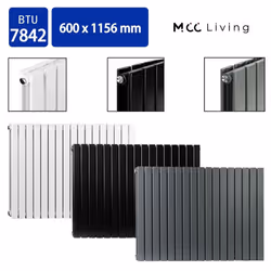 MCC Radiator Horizontal Vertical Designer Flat Panel Central Heating Radiator Heater - Black, 600x1156 mm Double
