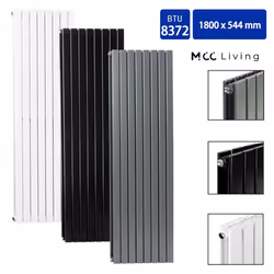 MCC Radiator Horizontal Vertical Designer Flat Panel Central Heating Radiator Heater - White, 1800x544 mm Double