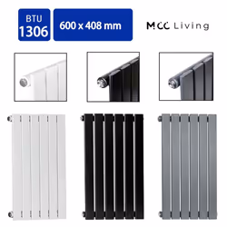 MCC Radiator Horizontal Vertical Designer Flat Panel Central Heating Radiator Heater - White, 600x408 mm Single