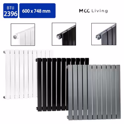 MCC Radiator Horizontal Vertical Designer Flat Panel Central Heating Radiator Heater - White, 600x748 mm Single