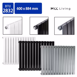 MCC Radiator Horizontal Vertical Designer Flat Panel Central Heating Radiator Heater - White, 600x884 mm Single