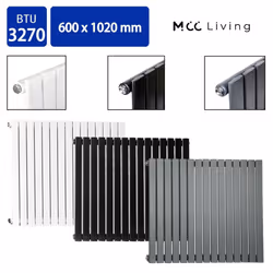 MCC Radiator Horizontal Vertical Designer Flat Panel Central Heating Radiator Heater - Black, 600x1020 mm Single