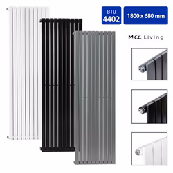 MCC Radiator Horizontal Vertical Designer Flat Panel Central Heating Radiator Heater - White, 1600x680 mm Single