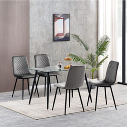Set of 1/2/4 Designer Velvet Fabric Dining Chairs Metal Legs Lexi Chairs - 4, Dark grey