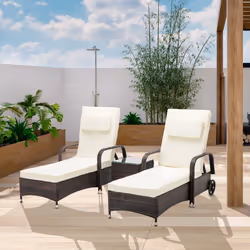 MCC 3 Pieces Rattan Sun Lounger Bed Recliner Outdoor Chair & Side Table Set Venice - Brown