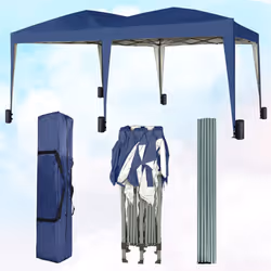 MCC Pop-up Gazebo 3m x 6m with Sides Wind Bars & 6 Weight Bags Water Proof Canopy - Blue