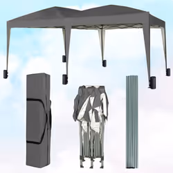 MCC Pop-up Gazebo 3m x 6m with Sides Wind Bars & 6 Weight Bags Water Proof Canopy - Grey