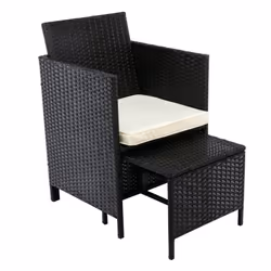 MCC 9 Pieces Rattan Garden Furniture Outdoor Chair & Table 4+4+1 Set Cuba - Black