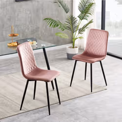 Set of 1/2/4 Designer Velvet Fabric Dining Chairs Metal Legs Lexi Chairs - 2, Pink