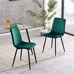 Set of 1/2/4 Designer Velvet Fabric Dining Chairs Metal Legs Lexi Chairs - 2, Green