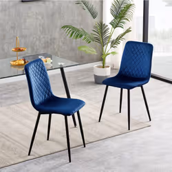Set of 1/2/4 Designer Velvet Fabric Dining Chairs Metal Legs Lexi Chairs - 2, Blue