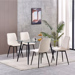 Set of 1/2/4 Designer Velvet Fabric Dining Chairs Metal Legs Lexi Chairs - 4, Beige