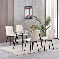Set of 1/2/4 Designer Velvet Fabric Dining Chairs Metal Legs Lexi Chairs - 4, Beige