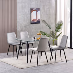 Set of 1/2/4 Designer Velvet Fabric Dining Chairs Metal Legs Lexi Chairs - 4, Light grey