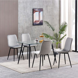 Set of 1/2/4 Designer Velvet Fabric Dining Chairs Metal Legs Lexi Chairs - 4, Light grey