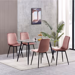 Set of 1/2/4 Designer Velvet Fabric Dining Chairs Metal Legs Lexi Chairs - 4, Pink