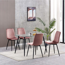 Set of 1/2/4 Designer Velvet Fabric Dining Chairs Metal Legs Lexi Chairs - 4, Pink