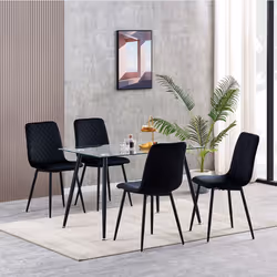 Set of 1/2/4 Designer Velvet Fabric Dining Chairs Metal Legs Lexi Chairs - 4, Black