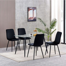 Set of 1/2/4 Designer Velvet Fabric Dining Chairs Metal Legs Lexi Chairs - 4, Black