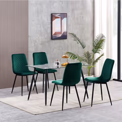Set of 1/2/4 Designer Velvet Fabric Dining Chairs Metal Legs Lexi Chairs - 4, Green