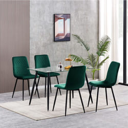 Set of 1/2/4 Designer Velvet Fabric Dining Chairs Metal Legs Lexi Chairs - 4, Green