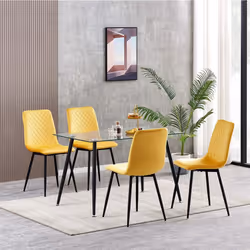 Set of 1/2/4 Designer Velvet Fabric Dining Chairs Metal Legs Lexi Chairs - 4, Yellow