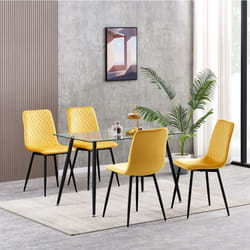Set of 1/2/4 Designer Velvet Fabric Dining Chairs Metal Legs Lexi Chairs - 4, Yellow
