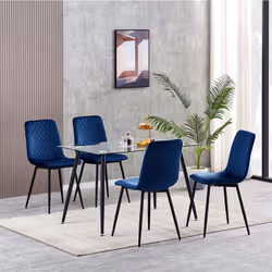 Set of 1/2/4 Designer Velvet Fabric Dining Chairs Metal Legs Lexi Chairs - 4, Blue