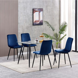 Set of 1/2/4 Designer Velvet Fabric Dining Chairs Metal Legs Lexi Chairs - 4, Blue