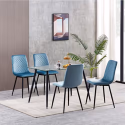 Set of 1/2/4 Designer Velvet Fabric Dining Chairs Metal Legs Lexi Chairs - 4, Light blue