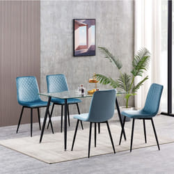Set of 1/2/4 Designer Velvet Fabric Dining Chairs Metal Legs Lexi Chairs - 4, Light blue