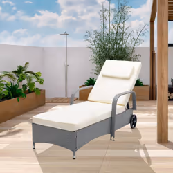 Rattan Sun Lounger Bed Recliner Outdoor Garden Chair - GREY
