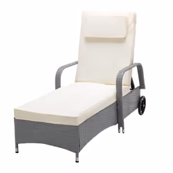 Rattan Sun Lounger Bed Recliner Outdoor Garden Chair - GREY