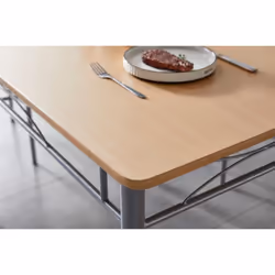 Dining Table and Chairs Set Metal Wood Effect Table Dining Set 4 Chairs Silvia - Natual