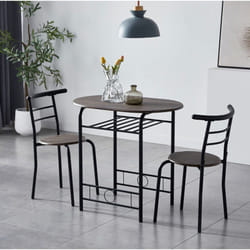 Dining Table and Chairs Set Metal Wood Effect Kitchen Table Dining Chairs Barley - DISTRESSED GREY