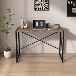 Foldable Computer Desk No Assembly Miami - 80cm, Distressed grey