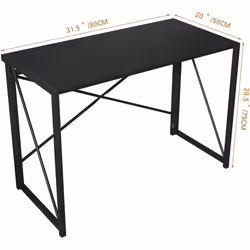 Foldable Computer Desk No Assembly Miami - 80cm, Black