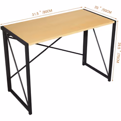 Foldable Computer Desk No Assembly Miami - 80cm, Natural