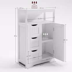 mcc direct Bathroom Cabinet with 3 Drawers Dakota - WHITE