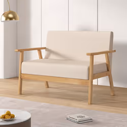 1/2/3 Seater Fabric Upholstered Padded sofa - Two seater, Beige