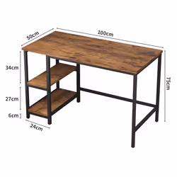 Chicago study work desk with Shelves Left or Right - 100CM, DISTRESSED GREY