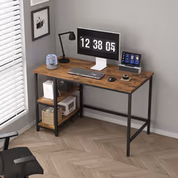 Chicago study work desk with Shelves Left or Right - 120CM, BROWN