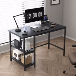 Chicago study work desk with Shelves Left or Right - 120CM, BLACK
