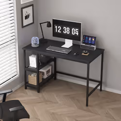 Chicago study work desk with Shelves Left or Right - 120CM, BLACK