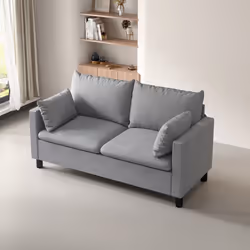 2 Seater Linen Fabric Loveseat Sofa Laura - GREY