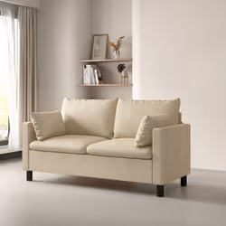 2 Seater Linen Fabric Loveseat Sofa Laura - BEIGE