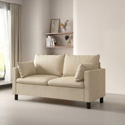 2 Seater Linen Fabric Loveseat Sofa Laura - BEIGE