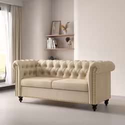 2 seater Chesterfield Style Button Sofa Victoria - BEIGE