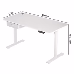 Easton Height Adjustable Electric Desk USB Charger - WHITE, 120CM